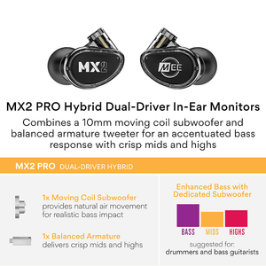 MEE Audio MX2 PRO Noise-Isolating Universal-Fit In-Ear Monitors